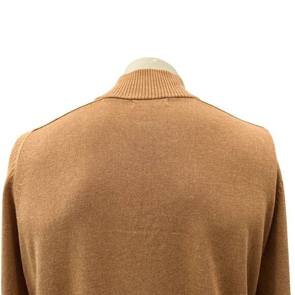 Banana Republic Silk Cashmere Quarter Zip Mock Neck Ribbed Sweater Brown Men‎ L - Picture 3 of 11